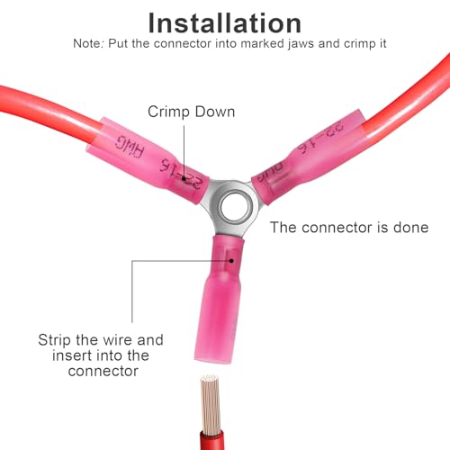 20PCS 3 Way Wire Connector 22-16AWG – Heat Shrink Crimp Y Ring Butt Connector, Heavy Duty Waterproof 3 Way Electrical Butt Terminals Connectors for Automotive, Marine, and DIY Projects - size: 22-16 AWG-Red, style: 3-Way