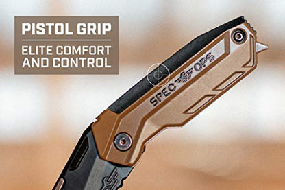 Spec Ops Tools Utility Knife for Cutting Drywall, Roofing & Jobsite Materials, Includes 3 Blades in Handle Storage, Fixed Blade, Folding - color: Fixed Blade, Folding