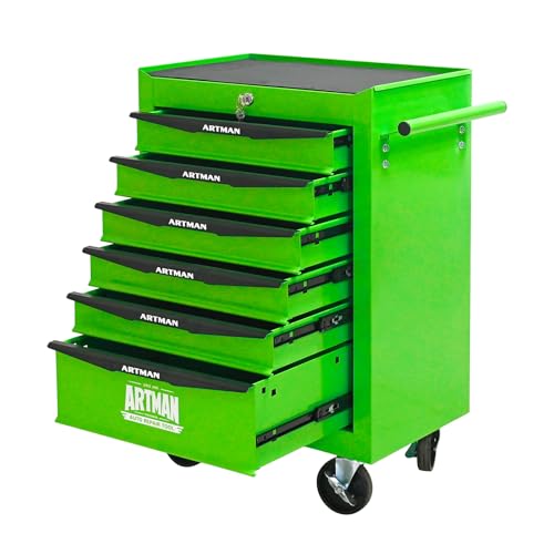 6-Drawers Steel Rolling Tool Cart with Wheels & Handle, Heavy-Duty Tool Chest Storage Cabinet for Garage and Workshop, Green - color: Green, size: 6-Drawer