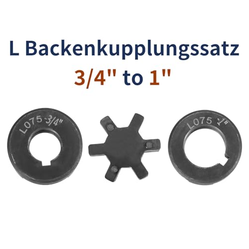 uxcell 3/4" to 1" L075 Flexible 3-Piece L-Jaw Coupling Coupler Set & Buna-N NBR Rubber Spider for Log Splitter Hybrid Equipment - size: 3/4" to 1"