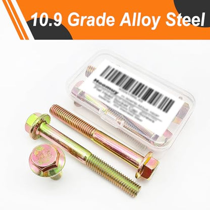 M6 x 60mm 10pcs Heavy Duty Flanged Hex Head Bolts, Flange Hexagon Head Screws, 10.9 Grade Alloy Steel, Yellow Zinc Plated, Metric Half Thread - size: M6 x 60mm(10pcs)