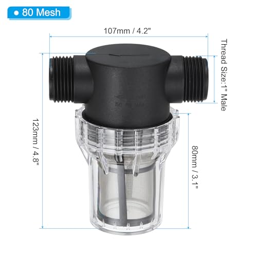 PATIKIL 1" Male in-Line Strainer Water Pump Filter with 80 Mesh
