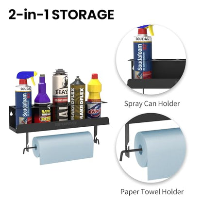 UNITEDPOWER 5 Aerosol Spray Can/Paper Towel Holder, Paint Bottle Storage Rack, Steel Wall Mount Shelf, Tool Organizer for Garage, Craft Workspace and Home - style: Spray Can/Paper Towel Holder