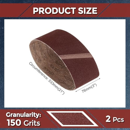 2 Pcs Sanding Belts 3 x 21 Inch 150 Grit Aluminum Oxide - size: 3 x 21 Inch(150 Grits)