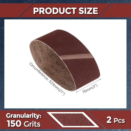 2 Pcs Sanding Belts 3 x 21 Inch 150 Grit Aluminum Oxide - size: 3 x 21 Inch(150 Grits)