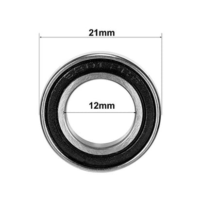 uxcell 6801-2RS Deep Groove Ball Bearing Double Sealed 1180801, 12mm x 21mm x 5mm Carbon Steel Bearings (Pack of 10) - size: 12mmx21mmx5mm
