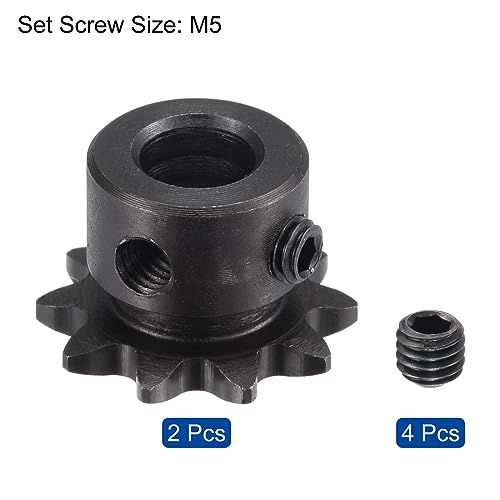 uxcell #25 Chain Roller Sprocket, 8mm Bore 1/4" Pitch 10 Tooth Single Strand Chain Sprocket, C45 Carbon Steel 25 Roller Chain Sprocket with Set Screws for ISO 04C Chain, 2Pcs - size: 23.5mmx8mm