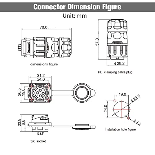 4 Pin Connector, Waterproof Industrial Solder Connector, Aviation Wire Connector for Automotive, Power, Marine, and Other Indoor/Outdoor Electrical Connection(Plastic Male Female Plug Socket) - style: 4 PIN