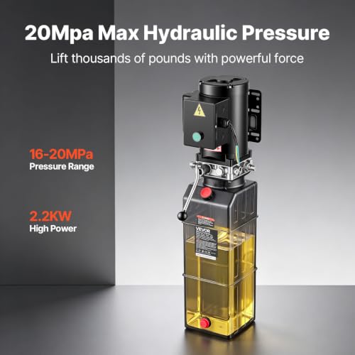 VEVOR 15 Quart Hydraulic Pump 2.2KW AC 220-240V Hydraulic Dump Trailer Pump - size: 15 Quart, style: Single Acting