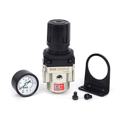 SNS AR3000-N03 Female Thread 3/8 NPT Air Pressure Regulator 0-150 PSI Adjustable,Bracket,Gauge - color: AR, size: 3000-N03