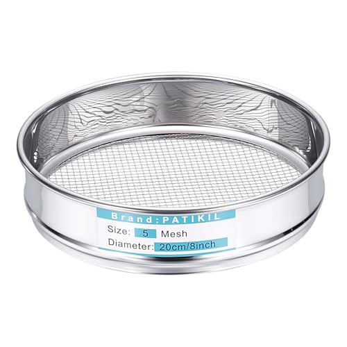 PATIKIL Lab Sieve 5 Mesh(4mm) 7.9"(20cm) Diameter Sifting Screen - size: 5 Mesh(4mm)/7.9"