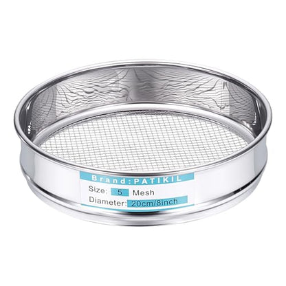 PATIKIL Lab Sieve 5 Mesh(4mm) 7.9"(20cm) Diameter Sifting Screen - size: 5 Mesh(4mm)/7.9"