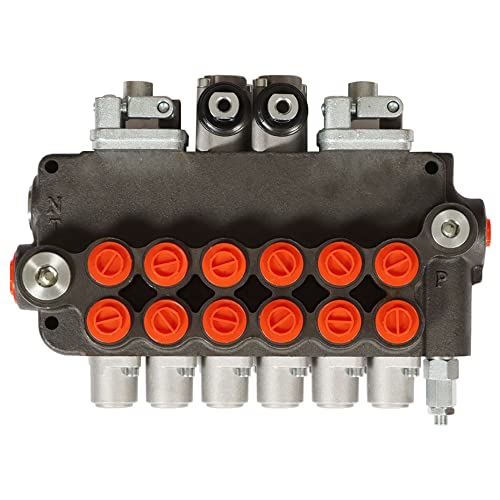 kimllier Hydraulic Directional Control Valve 6 Spool 21GPM 2 Joysticks