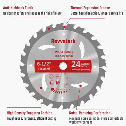 Circular Saw Blade 6-1/2" 24T&60T for Cutting Wood, 5/8" Arbor - size: 6-1/2 In 24&60T