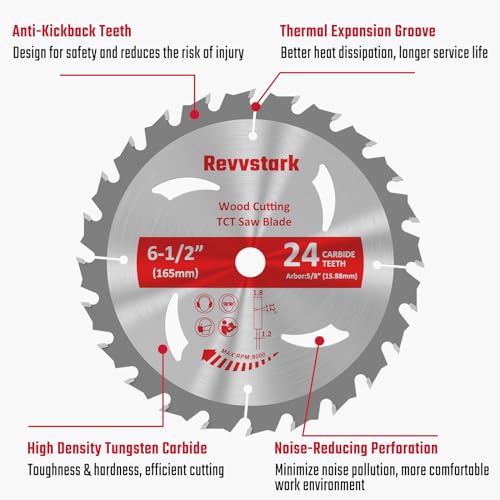 Circular Saw Blade 6-1/2" 24T&60T for Cutting Wood, 5/8" Arbor - size: 6-1/2 In 24&60T