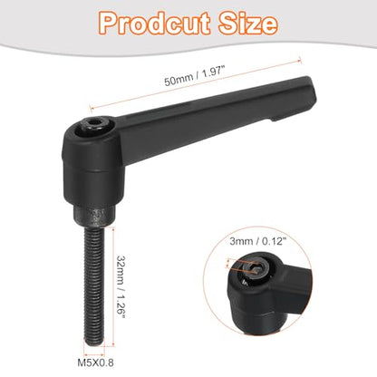 uxcell 2Pcs M5 x 32mm Adjustable Knobs Handle Male Thread Push Button Ratchet Quick Release Locking Rotating Bolt for Lathe Machinery, Black - size: M5 x 32mm