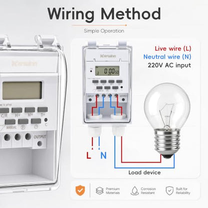 220V 30A Programmable Digital Timer Switch, 16 On/Off Timing Times