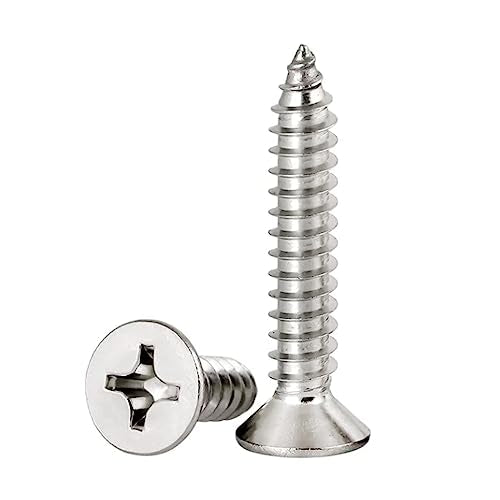#8 x 3/4" Flat Head Sheet Metal Screws Phillips Drive Wood Screws, 304 Stainless Steel 18-8, Pack of 100 - color: Silver, size: #8 x 3/4"