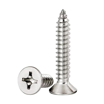 #8 x 1-1/4" Flat Head Sheet Metal Screws Phillips Drive Wood Screws, 304 Stainless Steel 18-8, Pack of 100 - color: Silver, size: #8 x 1-1/4"