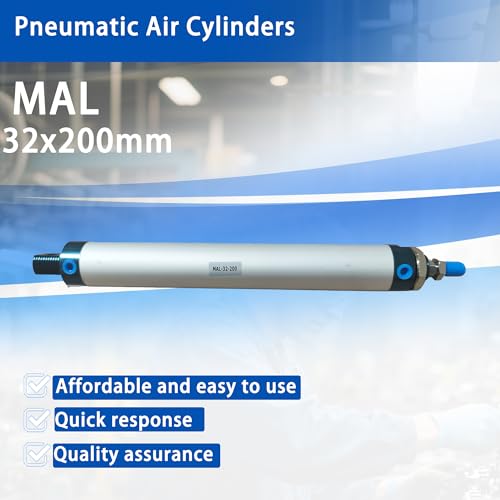 CG WEITENG Pneumatic Mini Pneumatic Cylinder MAL Single Rod Aluminum Double Acting Pneumatic Cylinder 32mm Bore 200mm Stroke(MAL32x200) - color: MAL-32 mm, size: 200 mm