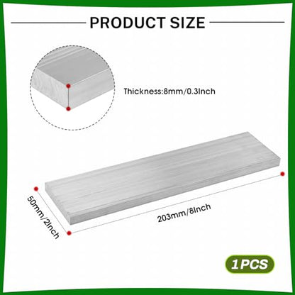 6061 Aluminum Flat Bar, 0.3" Thickness X 2" Width X 8" Length Aluminum Flat Plate, Solid Aluminum Bar for Crafting, Industrial Building - size: 0.3" X 2" X 8"