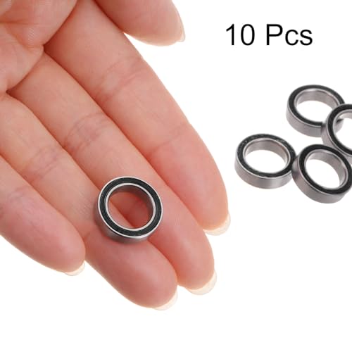 uxcell 10pcs 6700-2RS Miniature Deep Groove Ball Bearings 10x15x4mm Black Rubber Sealed Bearings for TRX4 1/10 RC Cars Trucks, 3D Printer, P6 (ABEC 3) - color: Black, size: 10x15x4mm
