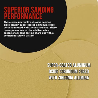 ProductionShop Premium 120 Grit 6" Gold Sanding Discs, Box of 100 - Hook & Loop Backing Abrasive Sandpaper for DA & Random Orbital Sanders - Sand Automotive Paint, Metal, Wood, Woodworking Furniture - style: 120 Grit