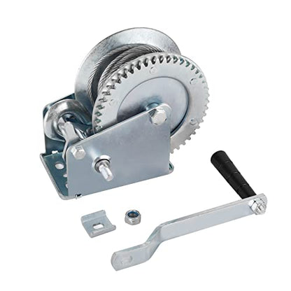 Heavy Duty Hand Winch 1200 lbs with 32 ft Steel Wire Rope, Hand Crank Strap Gear Winch with Steel Wire, for ATVs Boats Trailers Trucks Auto Marine - color: 1200lbs, size: Steel Cable