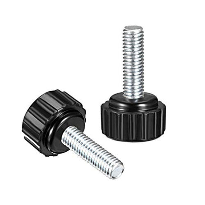uxcell M5 x 20mm Metric Male Thread Knurled Clamping Knobs Black 4 Pcs - size: M5 x 20