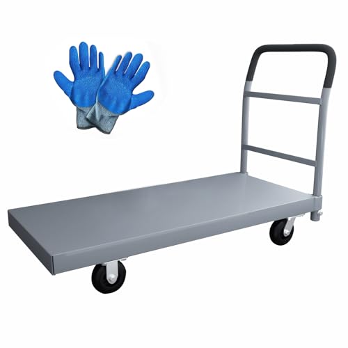 Heavy Duty Flatbed Cart, 3000LB Foldable Platform Truck Industrial Grade Weight Capacity, 60''L*30''W Platform Cart, Steel Hand Push Dolly Cart for Garden, Warehouse＆Yard (30x60'') - size: 30x60''