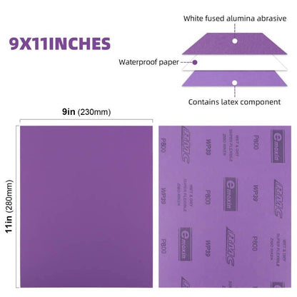 POLIWELL 800 Grit Sanding Sheets 20 PCS 9 x 11 Inch Purple Alumina - style: 800Girt