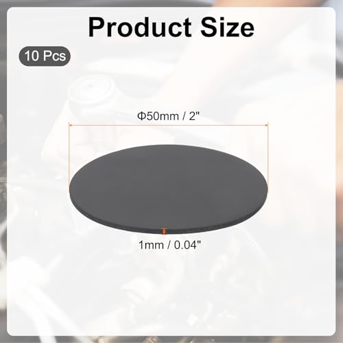 PATIKIL Rubber Solid Discs Washers, 10 Pcs 50mm OD x 1mm Thick Rubber Round Gasket Pad Bushings Spacer Washer for DIY Gasket Craft, Black - size: 50mm x 1mm