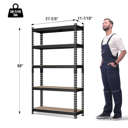 WORKPRO Shelving with MDF Board, 27-2/5"W x 11-7/10"D x 60" H, 1650LBS Load - color: Black, size: 27.4"W x 11.7"D x 60"H