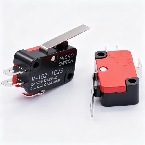 Twidec/6Pcs Micro Limit Switch Short Straight Hinge Lever Arm SPDT Snap Action Switch for Arduino V-152-1C25 - style: V-152-1C25