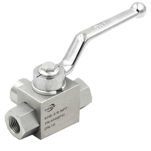 TieMin High Pressure Hydraulic Ball Valve 3/8"NPT, 3 Way Ball Valve, 3/8 Inch Hydraulic Valve 4568 PSI (315bar) Silvery. - color: 3/8" NPT, size: 3-Way