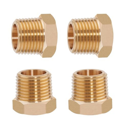 4PCS 3/4" NPT Male to 1/4" NPT Female Brass Reducer Hex Bushing, Solid Brass Pipe Fitting Adapter for Reducing Connections in Plumbing, Air Compressor, Fuel, Pneumatic Systems (3/4" MPT x 1/4" FPT) - size: 3/4" npt male to 1/4" npt female