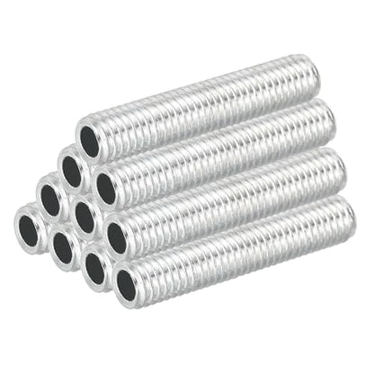 PATIKIL M8 Thread Carbon Steel Lamp Pipe, 10 Set 40 mm/1.57" Hollow Tube Thread Adapter Fasteners Hardware for Lamp Lights Chandelier Ceiling Light DIY, White Zinc Plating - size: M8x40mm