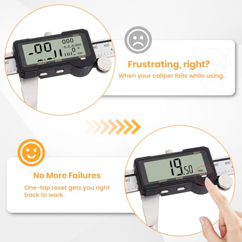HARDELL Digital Caliper 6 Inch, Rechargeable Calipers, One-Key Reset