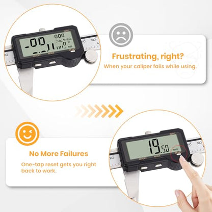 HARDELL Digital Caliper 6 Inch, Rechargeable Calipers, One-Key Reset