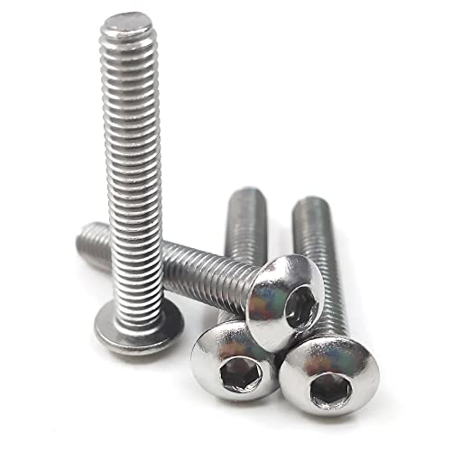 M4-0.7 x 25mm Button Head Socket Cap Screws, Allen Socket Drive, 304 Stainless Steel, Full Thread, Bright Finish，Metric Thread Hex Socket Bolt Fastener 50PCS - size: M4-0.7 x 25mm