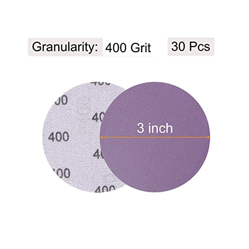 uxcell 30Pcs 3-Inch Purple Sanding Discs 400 Grits Hook and Loop Professional Aluminum Oxide Sand Paper Wet Dry Polish for Wood Metal Paint Finishing - style: 400 Grit