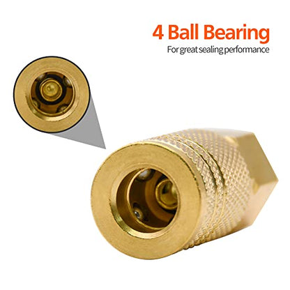 1/4-Inch Brass Female Industrial Coupler, 10 Pack 1/4 Inch Air Hose Fittings NPT Female Quick Connector Air Coupler for Professional Jobsites and Automotive Shops - style: 10pcs Female Couplers