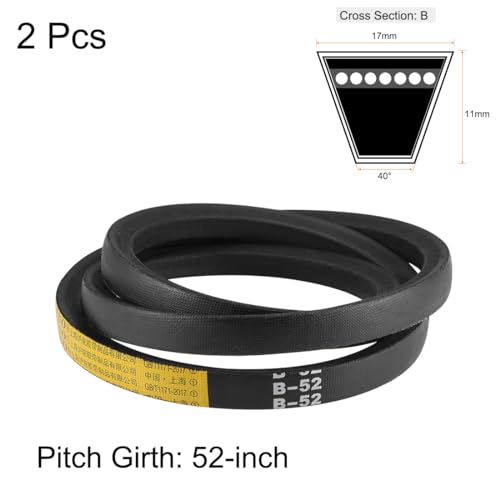 uxcell B52 V-Belts 52" Pitch Length, B-Section Rubber Drive Belt 2pcs - size: 52"