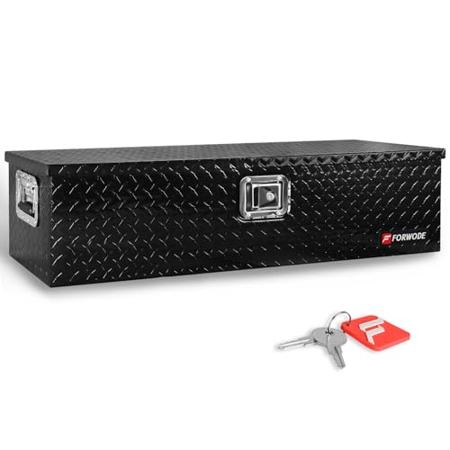 FORWODE 39 Inch Truck Bed Tool Box, Heavy Duty Aluminum Truck Storage Organizer for Pickup Truck Bed RV Toolbox with Handle and Lock Black - color: Black, size: 39x13x10inch