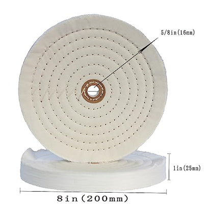 8 Inch White Cotton Buffing Wheel with 5/8" Arbor Hole - style: 8" White Cotton Wheel