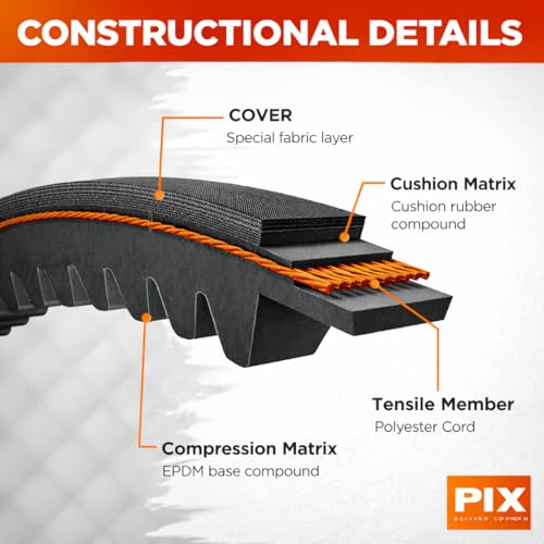 PIX 3VX340 Narrow Cogged 3/8" x 34" – Industrial Drive Belt for Air Compressors, Generators, Industrial Blowers, Pumps, Vacuum Systems and Heavy-Duty Power Transmission - Pack of 2 - size: 34 in (Pack of 2)