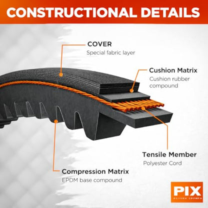 PIX 3VX340 Narrow Cogged 3/8" x 34" – Industrial Drive Belt for Air Compressors, Generators, Industrial Blowers, Pumps, Vacuum Systems and Heavy-Duty Power Transmission - Pack of 2 - size: 34 in (Pack of 2)
