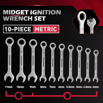 Premium Midget Wrench Set - 22-Piece Mini Combination Wrench Set Metric & SAE Ignition Wrench Sets 4-10mm & 5/32'' to 7/16'' Lightweight Small Carry Pouch - color: 22-pc Small Wrench Set