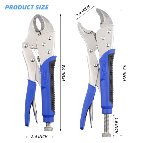 URASISTO 10-Inch Locking Pliers, Premium Alloy Steel Construction, Curved Jaw Locking Pliers with Wire Cutter, Quick Release, Fit for Clamping Twisting Welding (Pack of 2) - size: 10-Inch Locking Pliers (Pack of 2)