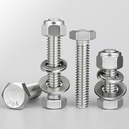 (8 Sets) 5/16-18 x 1-3/4" Hex Head Screw Bolt,Lock Nuts,Flat & Lock Washers Kits,304 Stainless Steel 18-8,Fully Threaded - size: 5/16-18 x 1-3/4"
